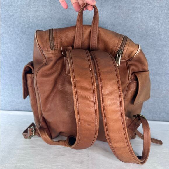 VTG Dilana Design Coll. Genuine Leather Backpack Travel Top Zipper Retro BOHO - Picture 3 of 15